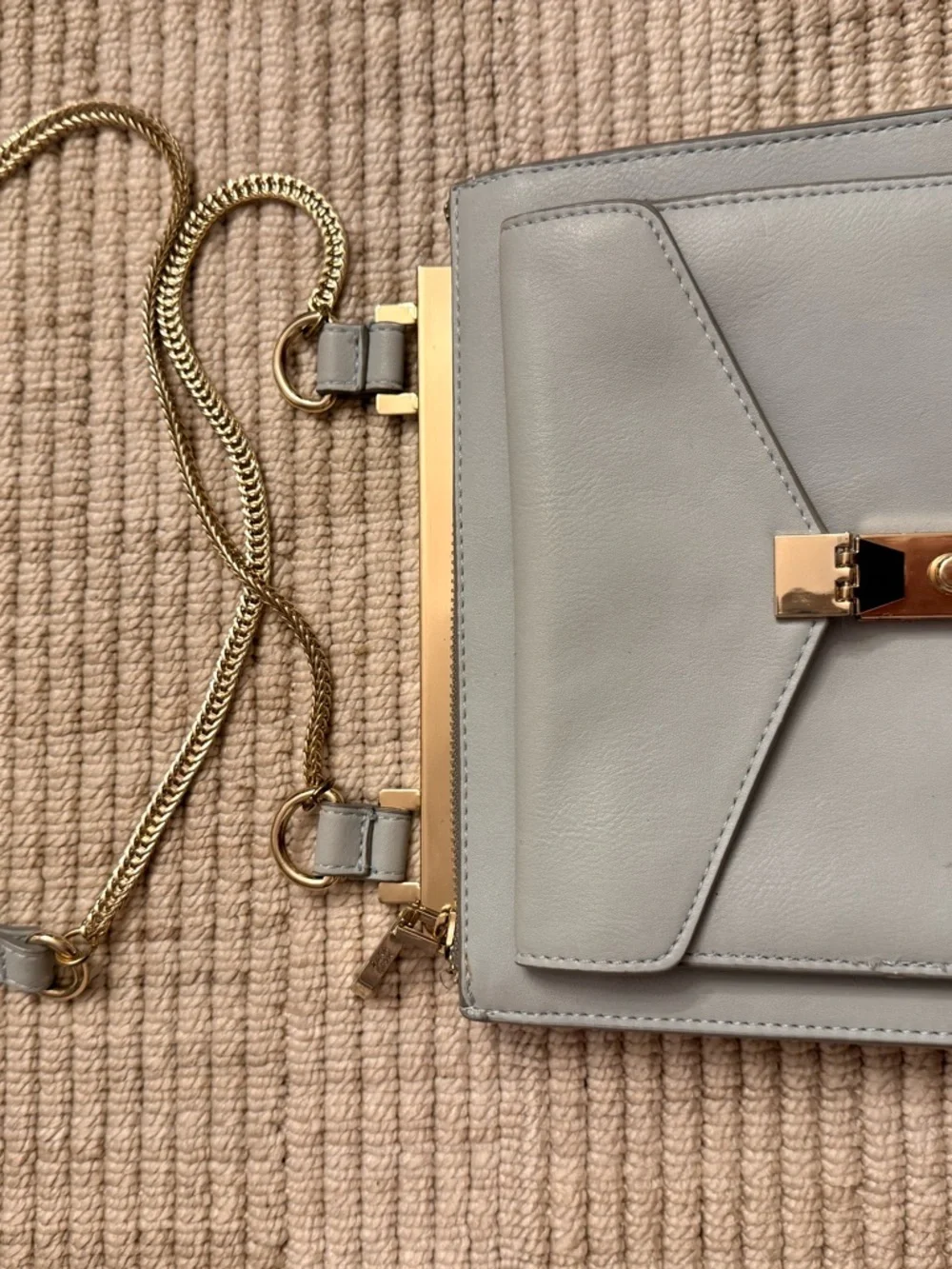 Zara Light Gray Crossbody Bag with Gold Hardware